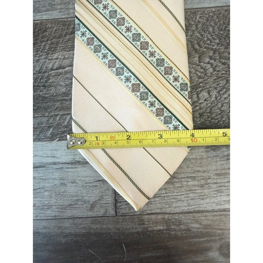 Sears The Men's Store Tie Peach Tan Geometric Striped Vintage Retro 70s Disco